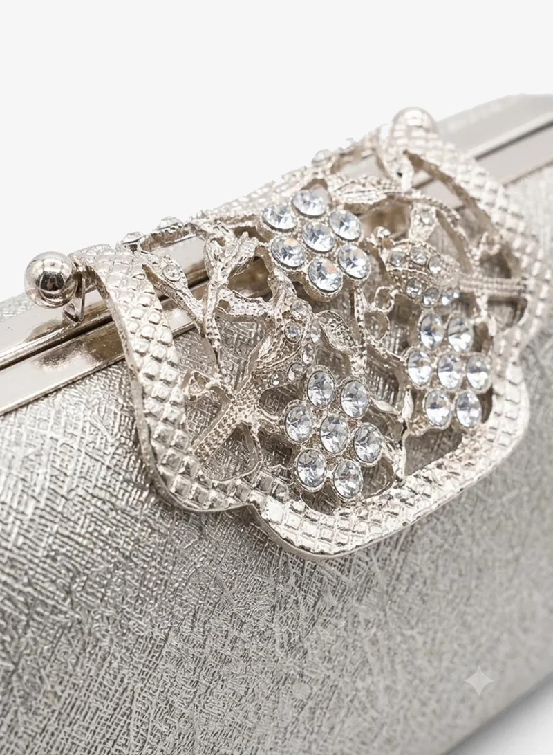 Viny VINY Women's Luxury Gold Evening Clutch Bag | Elegant Crystal Embellished Party Handbag with Detachable Chain Strap | Wedding, Bridal, Prom, Cocktail, Formal Occasion Purse