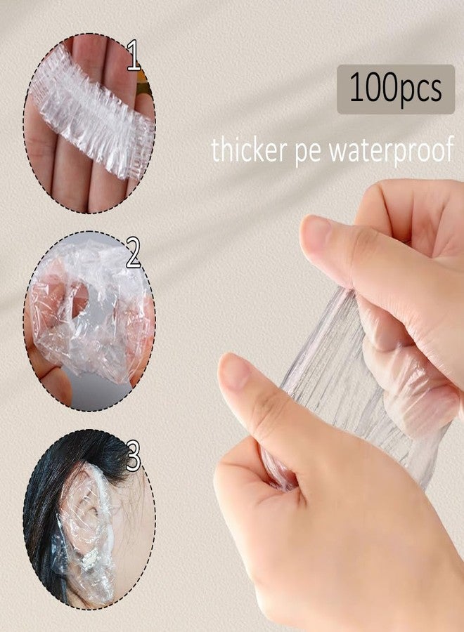 Ynaquest 100 Pieces Disposable Ear Covers For Shower, Plastic Ear Covers, Ear Cover For Hair Dye, Ear Cover For Swimming, Shower Ear Plugs, Suitable For Hair Colouring, Showering And Swimming (100 PC) - Image 3