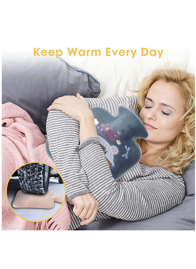 SYOSI Hot Water Bottles, Rubber Mini Water Bag, Removable and Washable Heat Bag, Soft Fluff Hot Water Bottle for Menstrual Cramps, Neck and Shoulder Pain Relief (2 Pack)  - Image 2