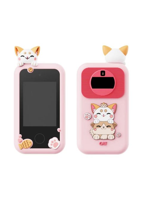 HD Photo Video SLR Camera Children's Digital Multi-function Large Screen Mobile Phone Camera Gifts-Color:Cat Powder