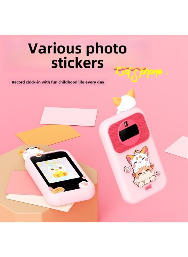 HD Photo Video SLR Camera Children's Digital Multi-function Large Screen Mobile Phone Camera Gifts-Color:Cat Powder  - Image 3
