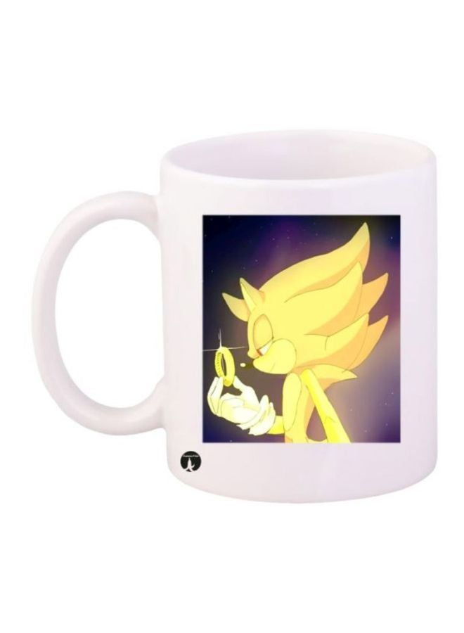 RKN Sonic Video Game Printed Coffee Mug White/Gold - Image 1