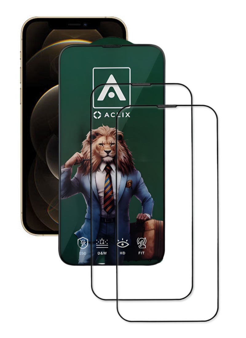 ACLIX 2 Pieces Antistatic ESD Dustproof Premium Quality High Definition Tempered Glass Screen Protector Designed For  iPhone 12 Pro Max - Image 1