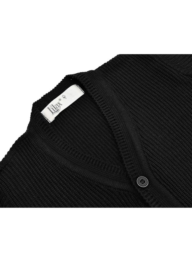 Lilax Lilax Baby Boys Basic Long Sleeve V-Neck Classic Knit Cardigan Sweater  - Image 3