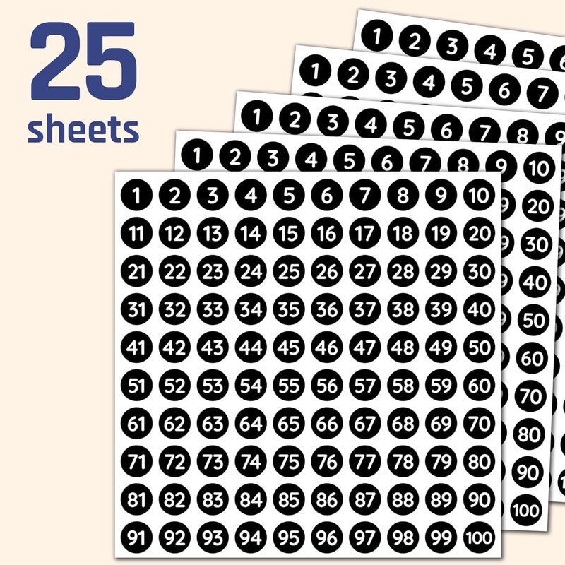 TownStix 25 ورقة ملصقات أرقام 1100 04 دائري أسود عبوة من 2500 - Image 3