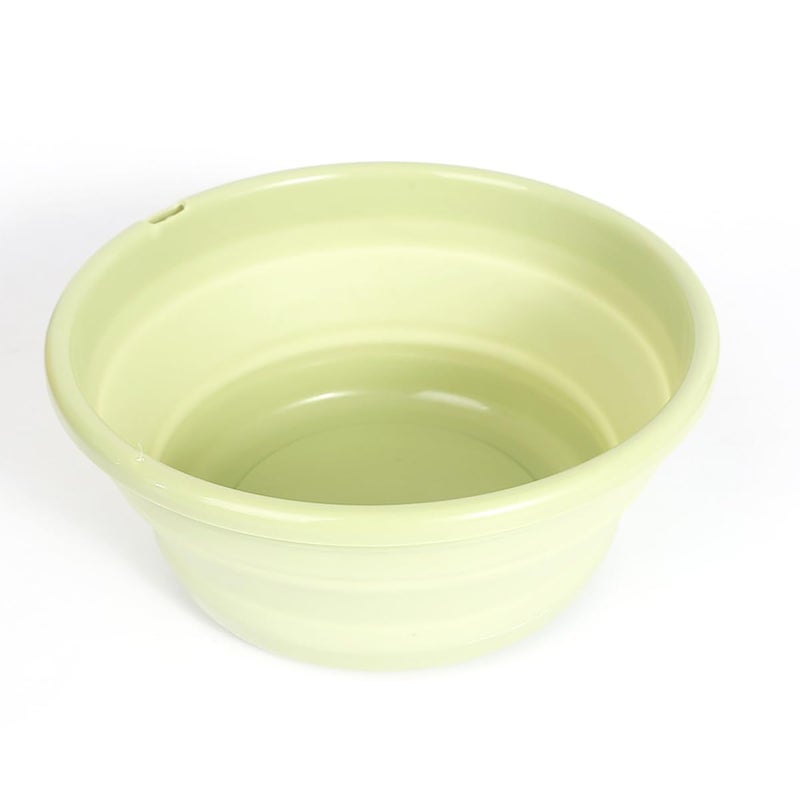 Potency Collapsible Small Round Washing Up Bowl Basin Multipurpose Outdoor Travel Basin Folding Portable Silicone Bowl Tub for Kitchen Camping Caravans Water Carrier Small Pista Green