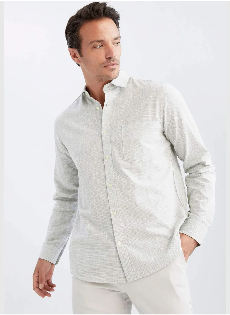 ديفاكتو Man Polo Neck Woven Long Sleeve Shirt