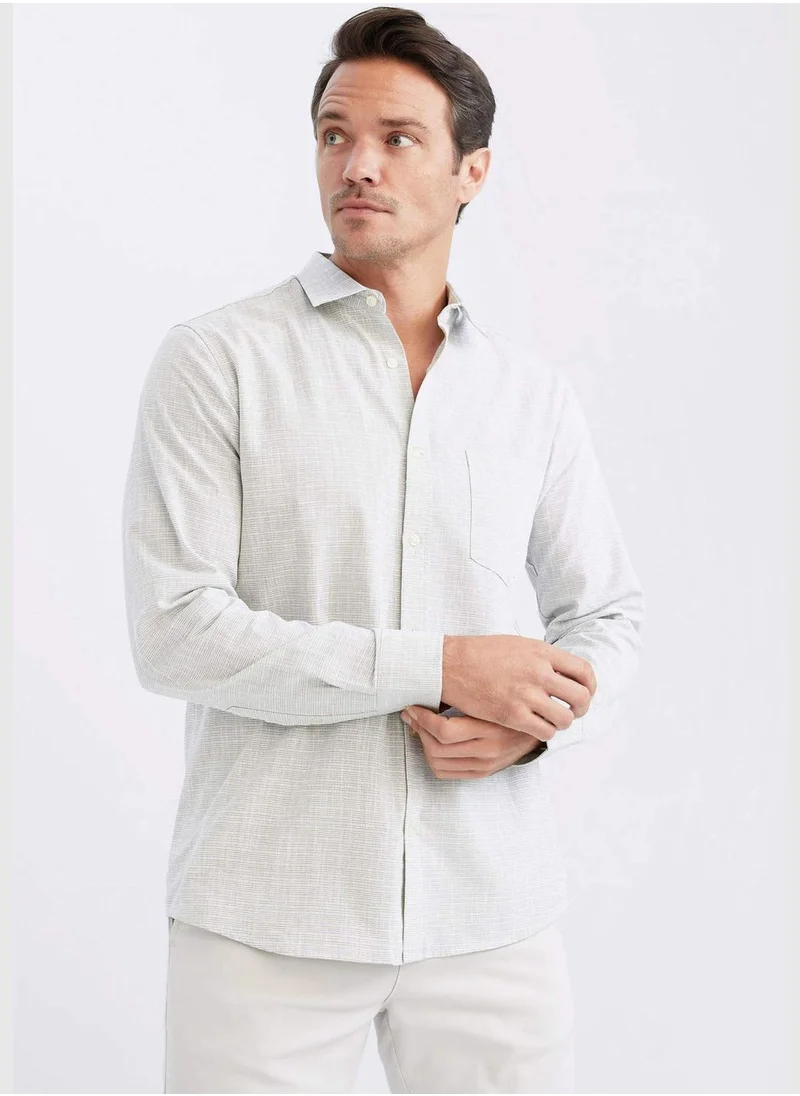 ديفاكتو Man Polo Neck Woven Long Sleeve Shirt