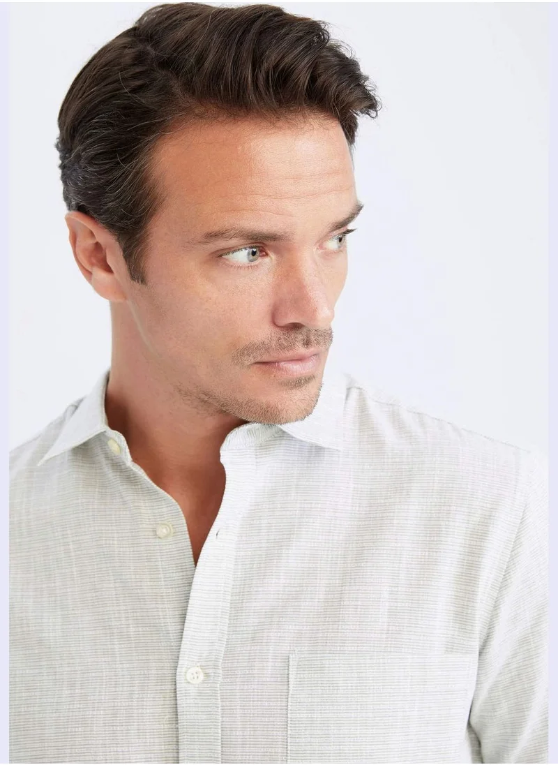 ديفاكتو Man Polo Neck Woven Long Sleeve Shirt