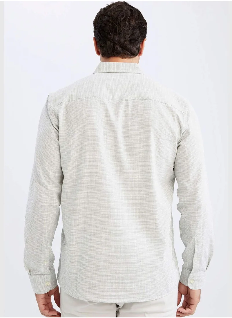 ديفاكتو Man Polo Neck Woven Long Sleeve Shirt