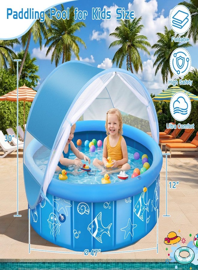 KJX Baby Pool with Canopy Sprinkler, 47in Foldable Kiddie Pool with Pop Up Mosquito Net, Baby Beach Tent with Sun Shade Canopy, Portable Toddler Kids Small Pool for Backyard Beach Outdoor - Image 5