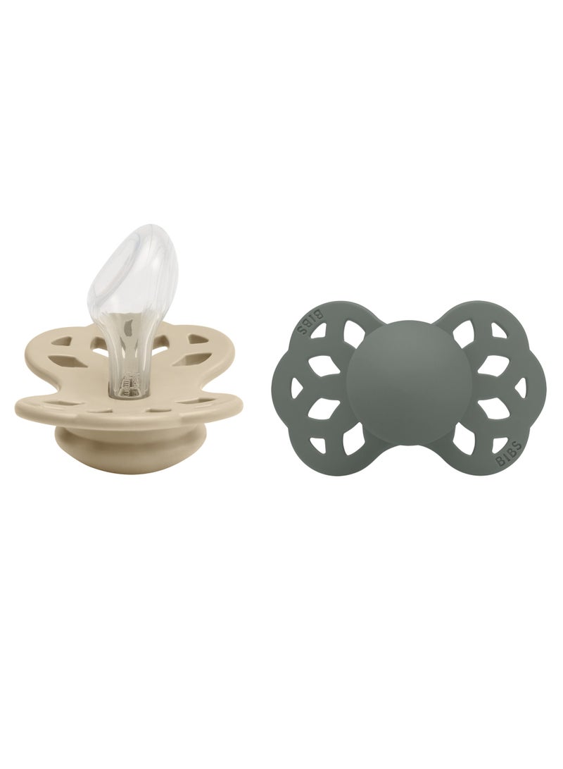 BIBS Pacifier Infinity 2 PACK Anatomical Silicone Size 2 Vanilla/Pine - Image 2