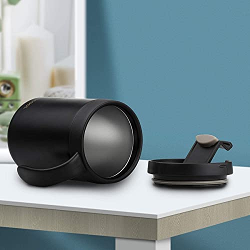SIYANSHU Insulated Coffee Mug with Lid Travel Coffee Mug with Handle- Double Wall Vacuum Insulated Stainless Steel Mug for Daily Drinks | BPA Free | Press-in Lid (500 ML, Black) - Image 5
