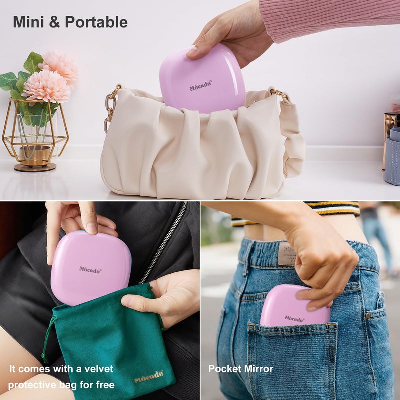 Mocado Compact LED Travel Makeup Mirror - 4 Inches 1X/10X Magnification Travel Mirror with Light Dimmable Double Sides Lighted USB Rechargeable Compact Mirror for Purse,Pocket,Travel(Purple) - Image 5