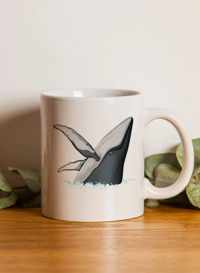 LOWHA 11 oz Ceramic Mug with Whale Design