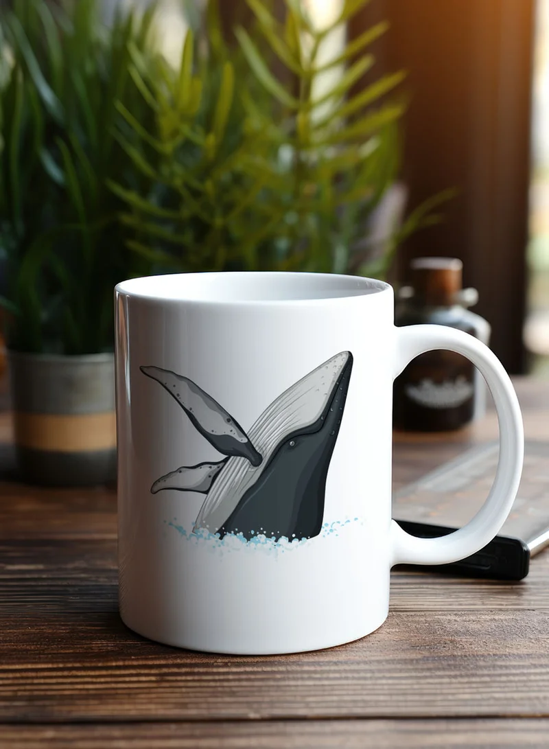 LOWHA 11 oz Ceramic Mug with Whale Design