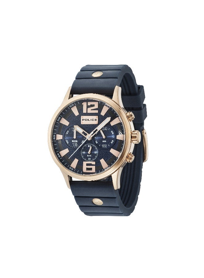 Men Whiton Blue Silicone Strap Chronograph Watch for Men, 46mm