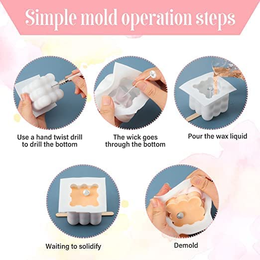 MoldBerry Bubble Candle Mould Silicone Bubble Candle Making Mould 2 Big & 2 Small Mould (White) - Image 3