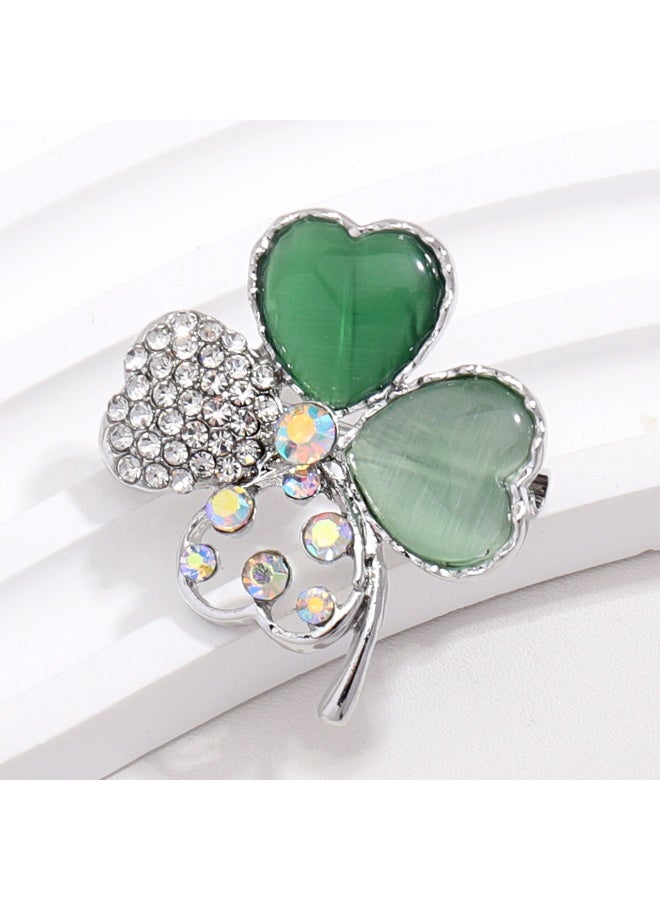 Mark Fairwhale New Four Leaf Clover Glass Alloy Brooch