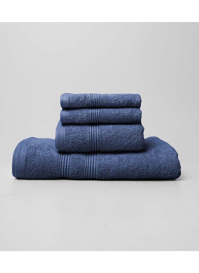 4 Pieces Set by La'Marvel, Estate Blue 550 GSM 100% Cotton Luxury Home Towels 