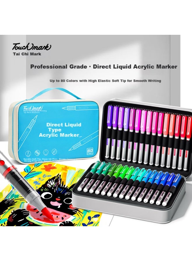 Touch Mark Touchmark Direct Liquid Soft Tip Acrylic Markers, 24 Colors, Watercolor Pens, Paint Pens, Drawing Pens, Children's Art Supplies, Stackable Colors, Non-translucent, Student Back-to Gift - Image 1
