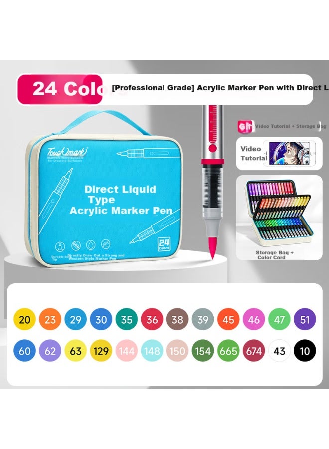 Touch Mark Touchmark Direct Liquid Soft Tip Acrylic Markers, 24 Colors, Watercolor Pens, Paint Pens, Drawing Pens, Children's Art Supplies, Stackable Colors, Non-translucent, Student Back-to Gift - Image 4