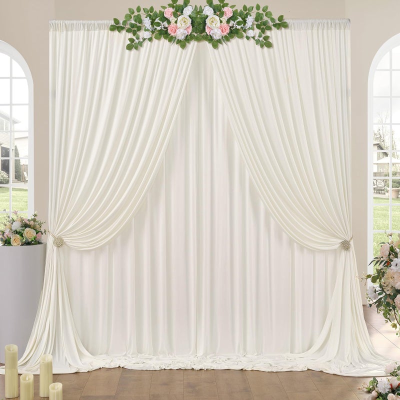 NSSONBEN 10ft x 10ft Wrinkle Free Ivory Backdrop Curtains for Parties, Polyester Photo Backdrop Drapes 2 Panels 5x10ft Background for Wedding Birthday Baby Shower Party - Image 1