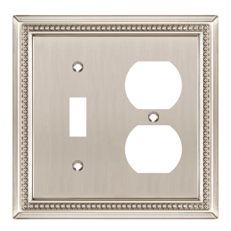 Henne Bery Sunken Pearls Heavy Duty Decorative Wall Plate Switch Plate Outlet Cover ToggleDuplex Satin Nickel
