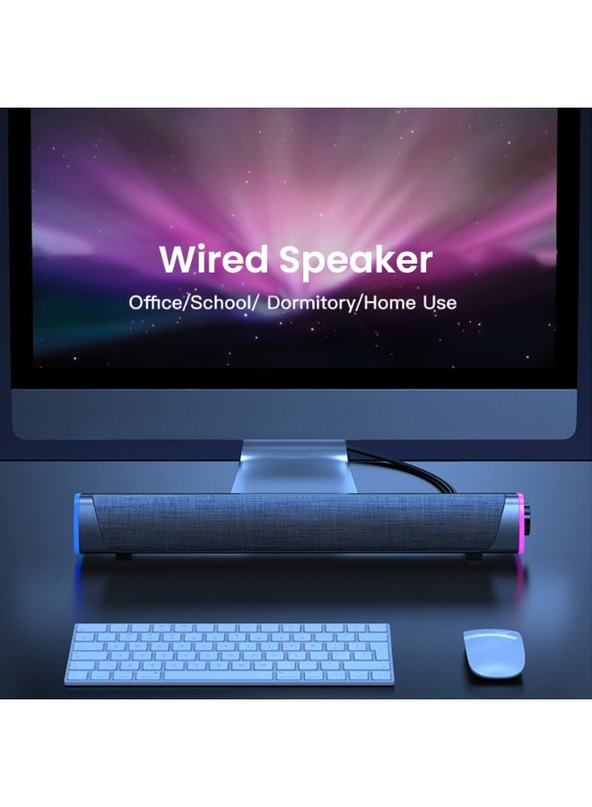 Bluetooth Sound Bar for Computer, USB-Powered with 6 Dynamic RGB LED Modes, All-in-One Control Button, Surround Sound for PC/Desktop/Phone (Black) - Image 3