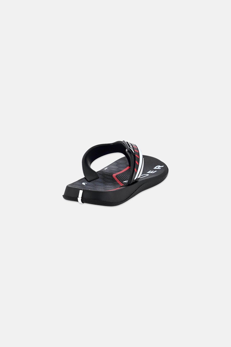 RIDER Kids Boy Brand Logo Slip On Slippers, Black - Image 3