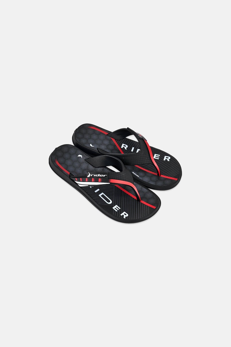RIDER Kids Boy Brand Logo Slip On Slippers, Black - Image 2