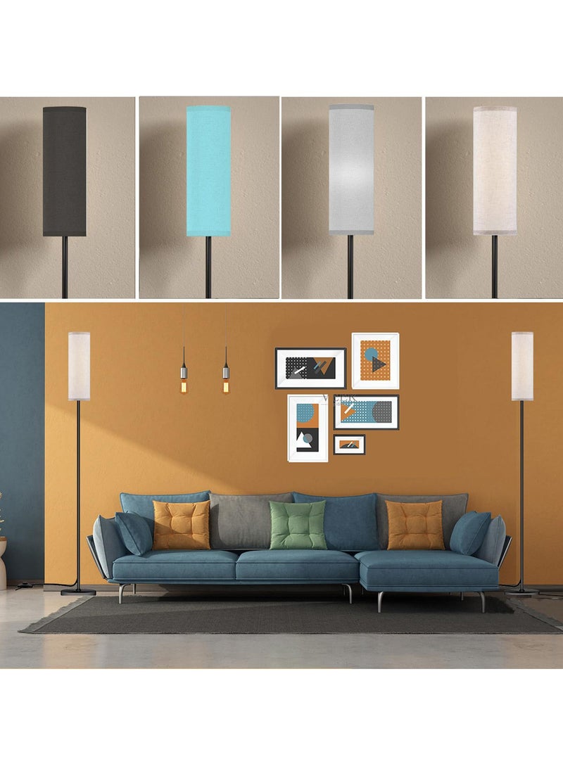 Sharpdo 3-Color Floor Lamp with Linen Shade, Eye-Friendly Lighting, Foot Switch for Convenient Use, Ideal for Bedroom Reading and Versatile Black 20x20x160 centimeter