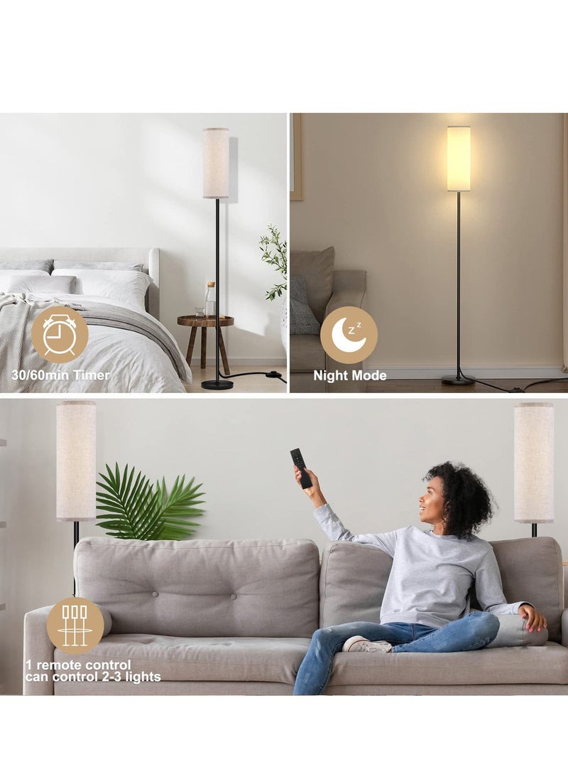 Sharpdo 3-Color Floor Lamp with Linen Shade, Eye-Friendly Lighting, Foot Switch for Convenient Use, Ideal for Bedroom Reading and Versatile Black 20x20x160 centimeter
