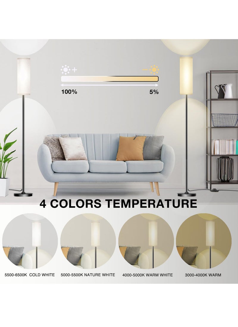 Sharpdo 3-Color Floor Lamp with Linen Shade, Eye-Friendly Lighting, Foot Switch for Convenient Use, Ideal for Bedroom Reading and Versatile Black 20x20x160 centimeter