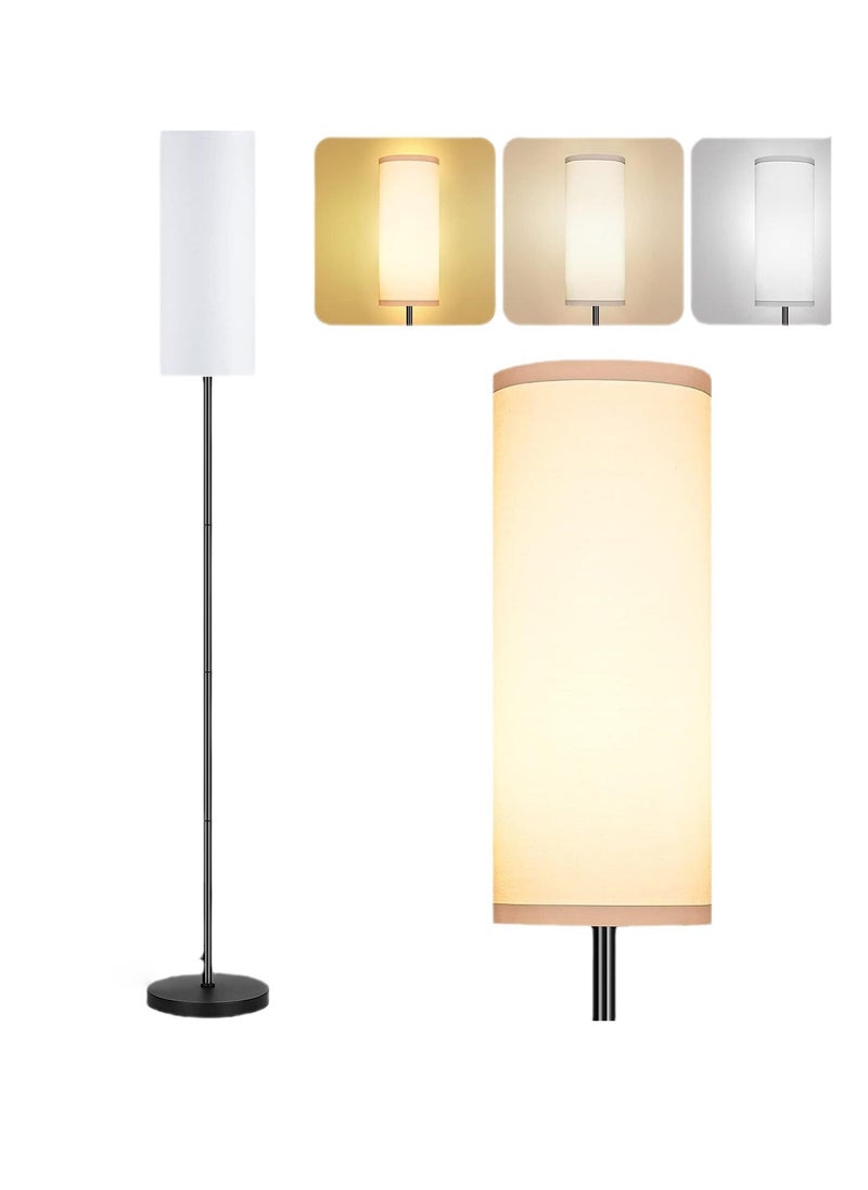 Sharpdo 3-Color Floor Lamp with Linen Shade, Eye-Friendly Lighting, Foot Switch for Convenient Use, Ideal for Bedroom Reading and Versatile Black 20x20x160 centimeter