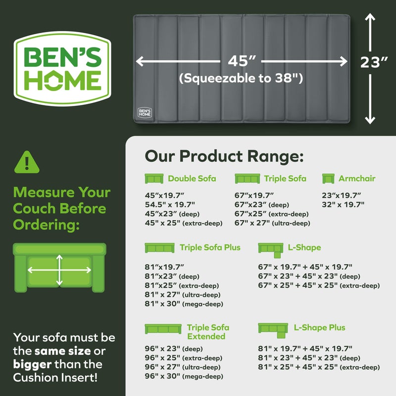 BEN'SHOMEÂ® Heavy Duty Loveseat Cushion Support Board for Sagging Sofas | Fits 38"-45", 23" Seat Depth | Protects Your Back from Sinking Seats | .5" Solid Wood, 400 LBS, Anti-Slip, Lifetime Replacement - Image 2