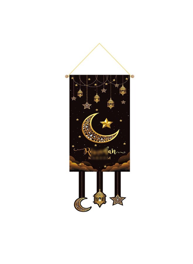 ديكور رمضان مبارك معلق الباب، ديكور رمضان كريم معلق لافتة عيد مبارك جدار، ديكور رمضان لمصالح الحزب المنزلي 39 × 95 سم - Image 1