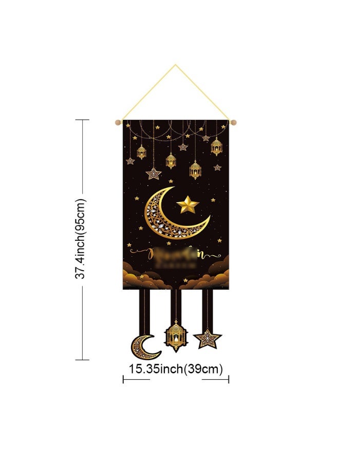 ديكور رمضان مبارك معلق الباب، ديكور رمضان كريم معلق لافتة عيد مبارك جدار، ديكور رمضان لمصالح الحزب المنزلي 39 × 95 سم - Image 2
