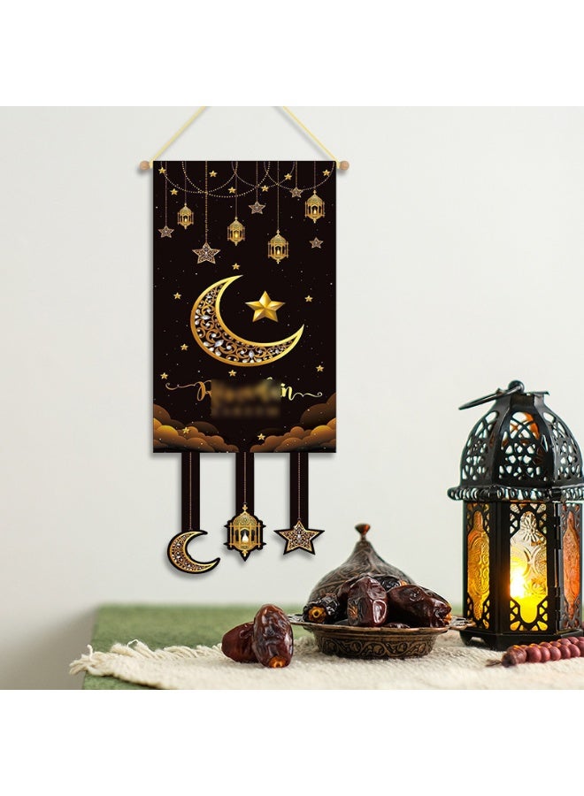 ديكور رمضان مبارك معلق الباب، ديكور رمضان كريم معلق لافتة عيد مبارك جدار، ديكور رمضان لمصالح الحزب المنزلي 39 × 95 سم - Image 3