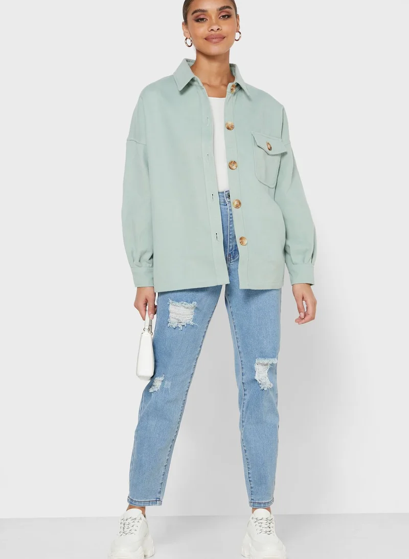 Missguided Petite Button Down Shacket