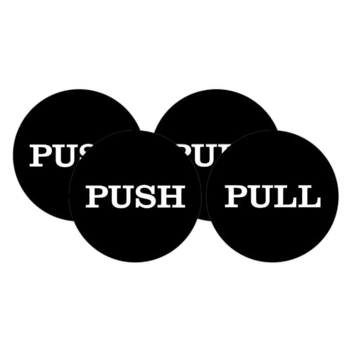 All Quality 2" Round Push Pull Door Signs (Black) - 2 Sets (4pcs) - Image 1