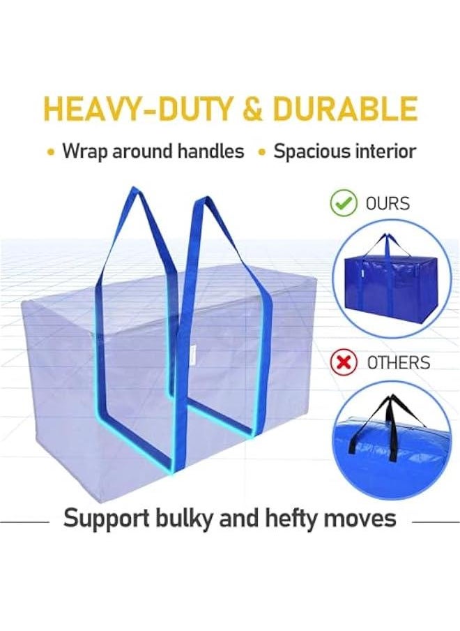 HOOKOR Bedding Foldable Clothes Organizer Quilt Bag Thicken Clothes Pouch Bag for Moving House Comforter Bags with Zipper Quilt Holder Quilt Container 24 Gallon Storage Moving Bag (4 Pack,Blue)  - Image 2