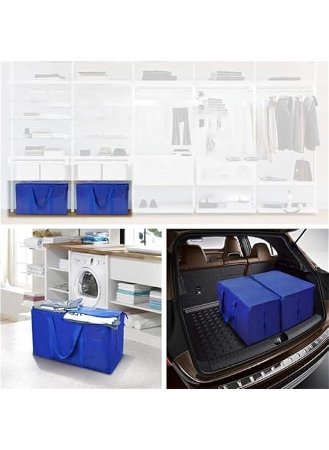 HOOKOR Bedding Foldable Clothes Organizer Quilt Bag Thicken Clothes Pouch Bag for Moving House Comforter Bags with Zipper Quilt Holder Quilt Container 24 Gallon Storage Moving Bag (4 Pack,Blue)  - Image 5