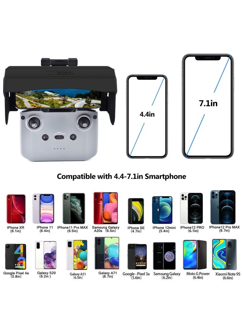 Drone Sunshade for DJI Mavic 3/Mini 2/Mavic Air 2/DJI Air 2S Controller Small and Lightweight Non-deformable Magnetic Design Precise Fit Suitable for 4.4-7.1 inch Smartphone Screens - Image 5