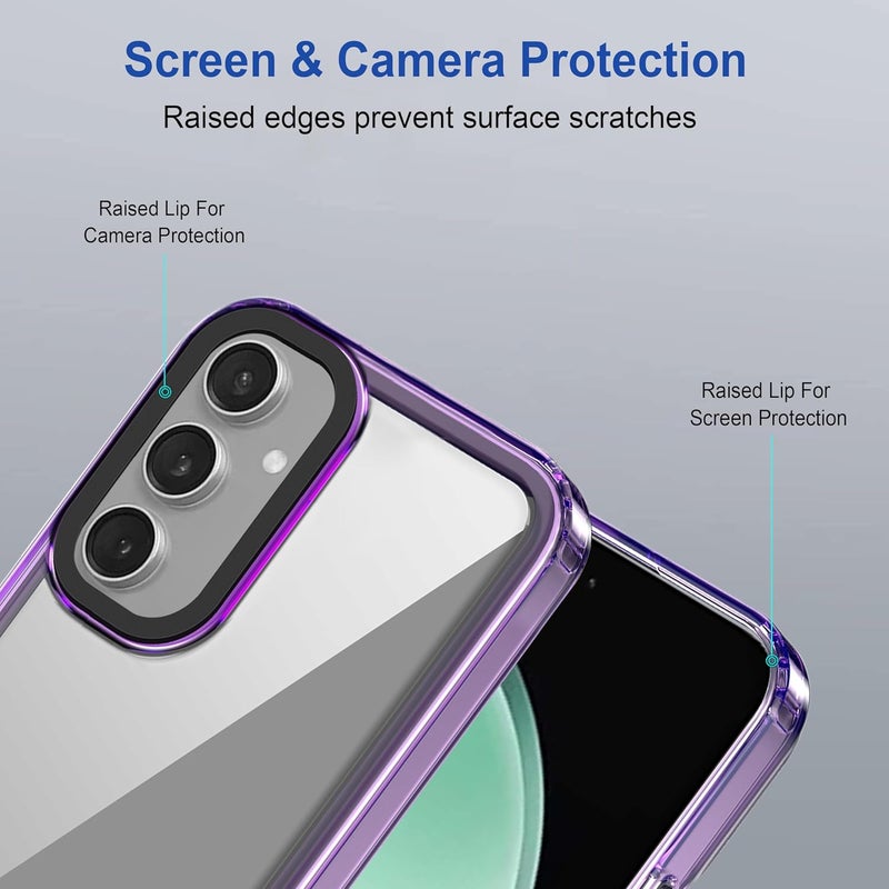 ZAPCASE غطاء خلفي لجهاز سامسونج جالاكسي S24 5G | متوافق مع غطاء خلفي لجهاز سامسونج جالاكسي S24 5G | غطاء مع حماية الكاميرا | (TPU + PC | بنفسجي شفاف) - Image 4