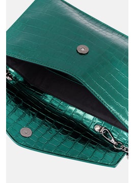 Moda Luxe Women Textured Clutch Bag 20 H x 29 L x 2 W cm, Green  - Image 3
