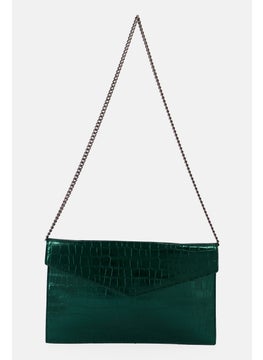 Moda Luxe Women Textured Clutch Bag 20 H x 29 L x 2 W cm, Green  - Image 1