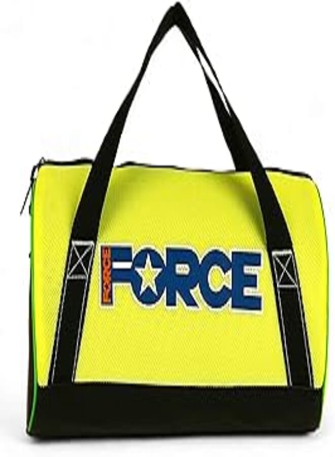 Force Sports Bag Mesh | Durable & Stylish | Gym Workout Travel Beach | 45x25x25 cm | Yellow and Black