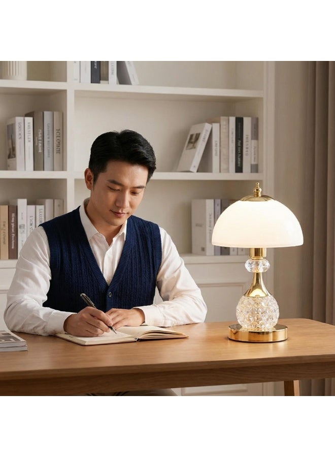 Touch Control Table Lamp, 3 Color Dimmable Bedside Lamp with USB Charging,  Modern Crystal Nightstand Lights for Bedroom, High CRI Eye Protection Reading Lamp for Living Room, Decorative Ambient Table Light - Image 5