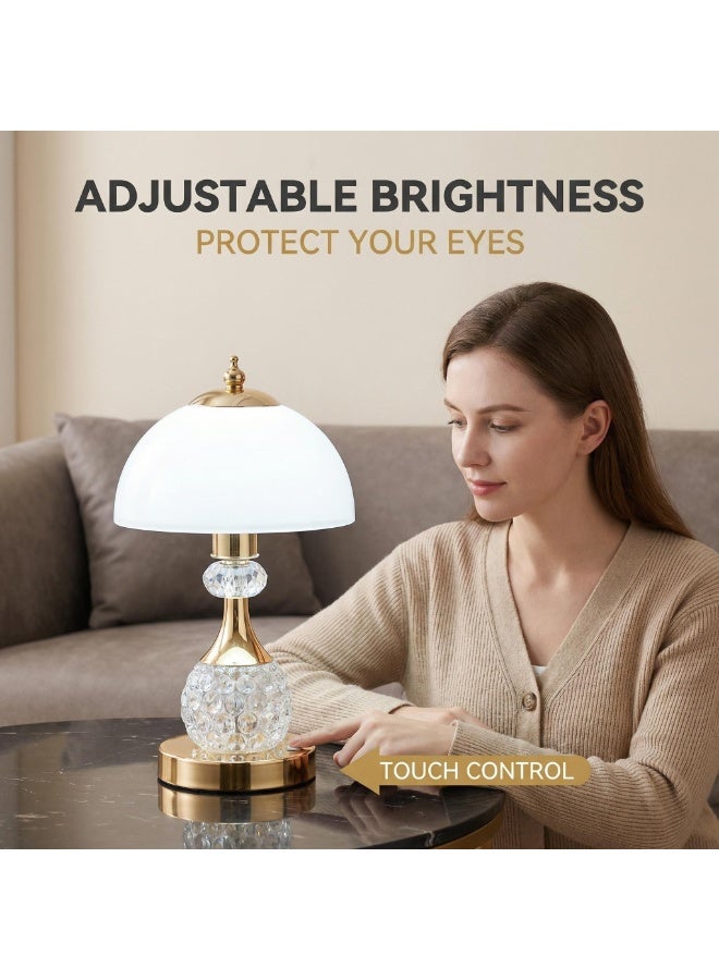 Touch Control Table Lamp, 3 Color Dimmable Bedside Lamp with USB Charging,  Modern Crystal Nightstand Lights for Bedroom, High CRI Eye Protection Reading Lamp for Living Room, Decorative Ambient Table Light - Image 3